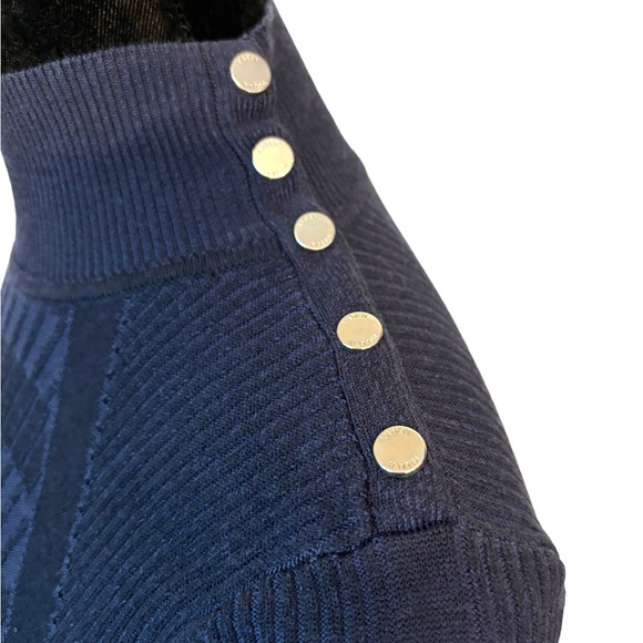 🎁 Karen Millen Blue Stripe 3/4 Sleeve Sweater Size 2 - Picture 5 of 8